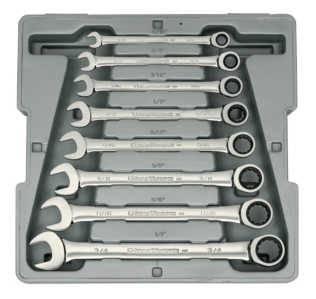 Gear Ratchet Spanner Set One Way AF 8pc GearWrench
