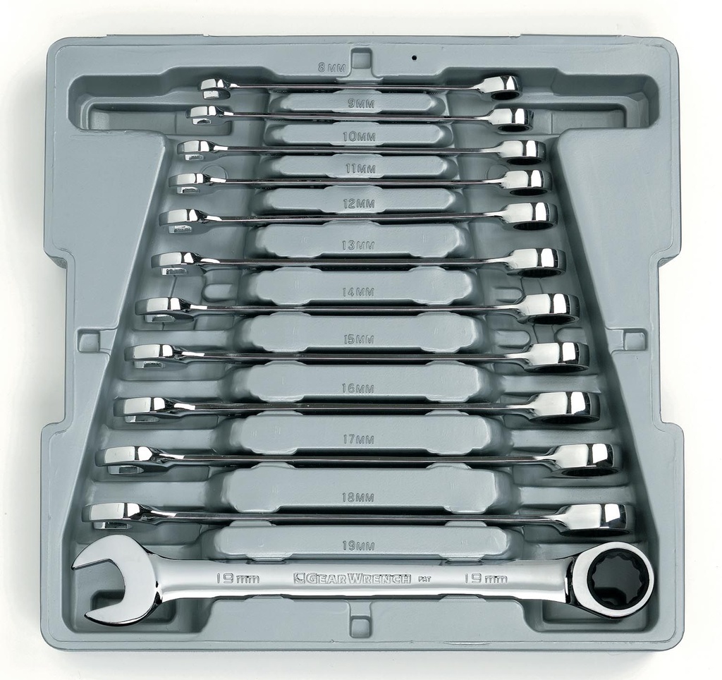 Gear Ratchet Spanner Set One Way Metric 12pc