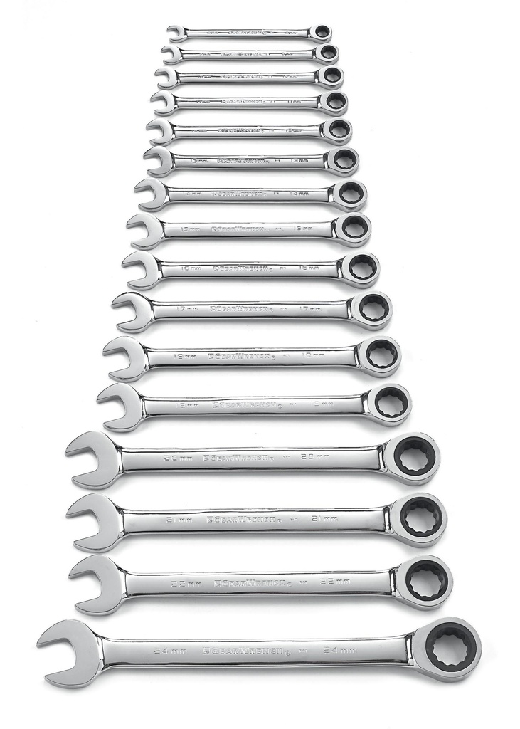 Gear Ratchet Spanner Set One Way Metric 16pc