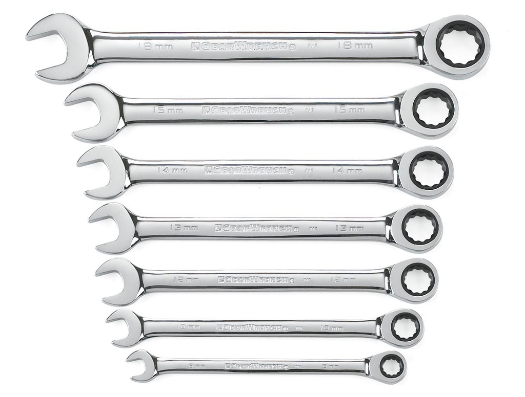 Gear Ratchet Spanner Set One Way Metric 7pc