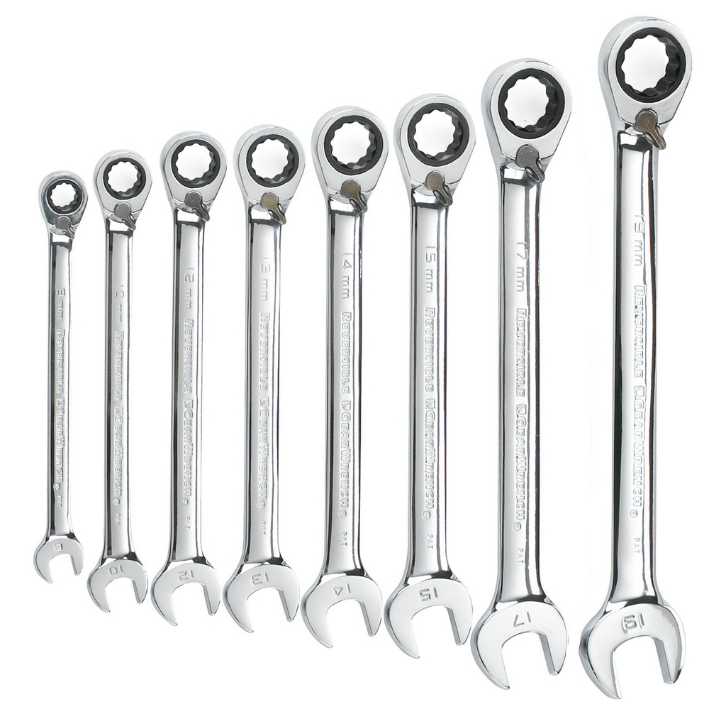 Gear Ratchet Spanner Set Reverse Metric 8pc