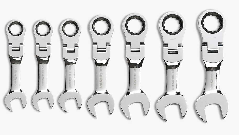 Gear Ratchet Spanner Set One Way Stubby Flex AF