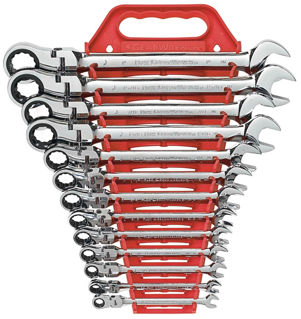 Gear Ratchet Spanner Set Flex Head AF 13pc