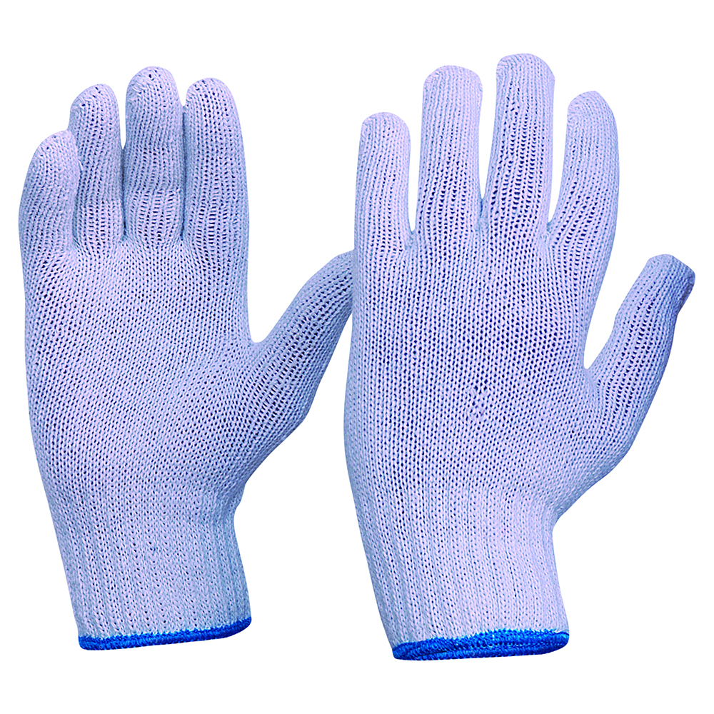 Glove Poly/Cotton Knitted Mens (Blue)