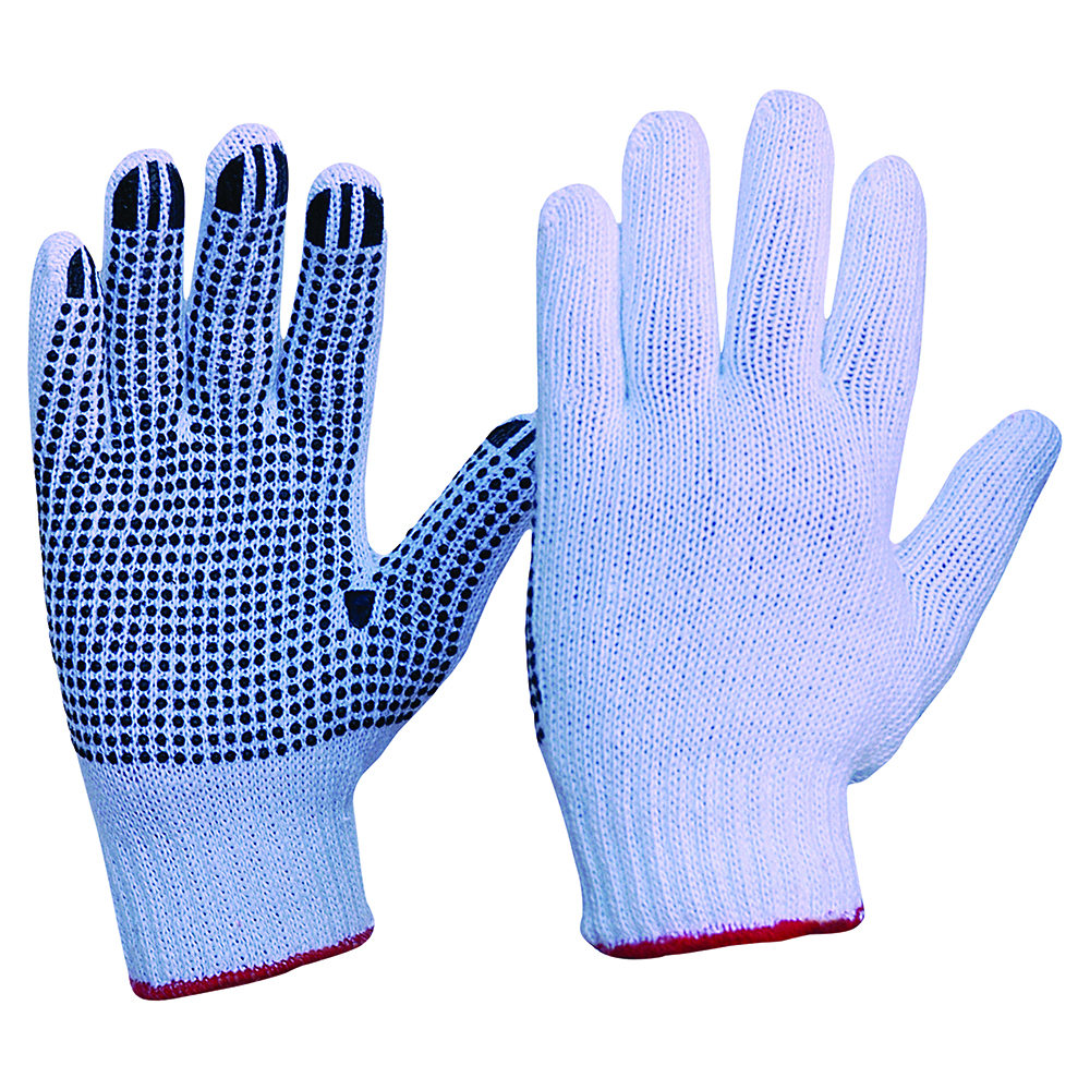 Glove Poly/Cotton Knitted PVC Polka Dot Ladies