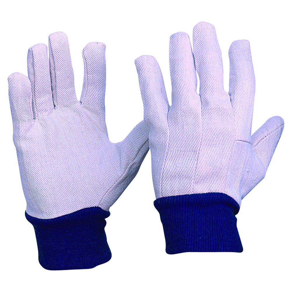 Glove Cotton Drill Blue Cuff Mens sz10