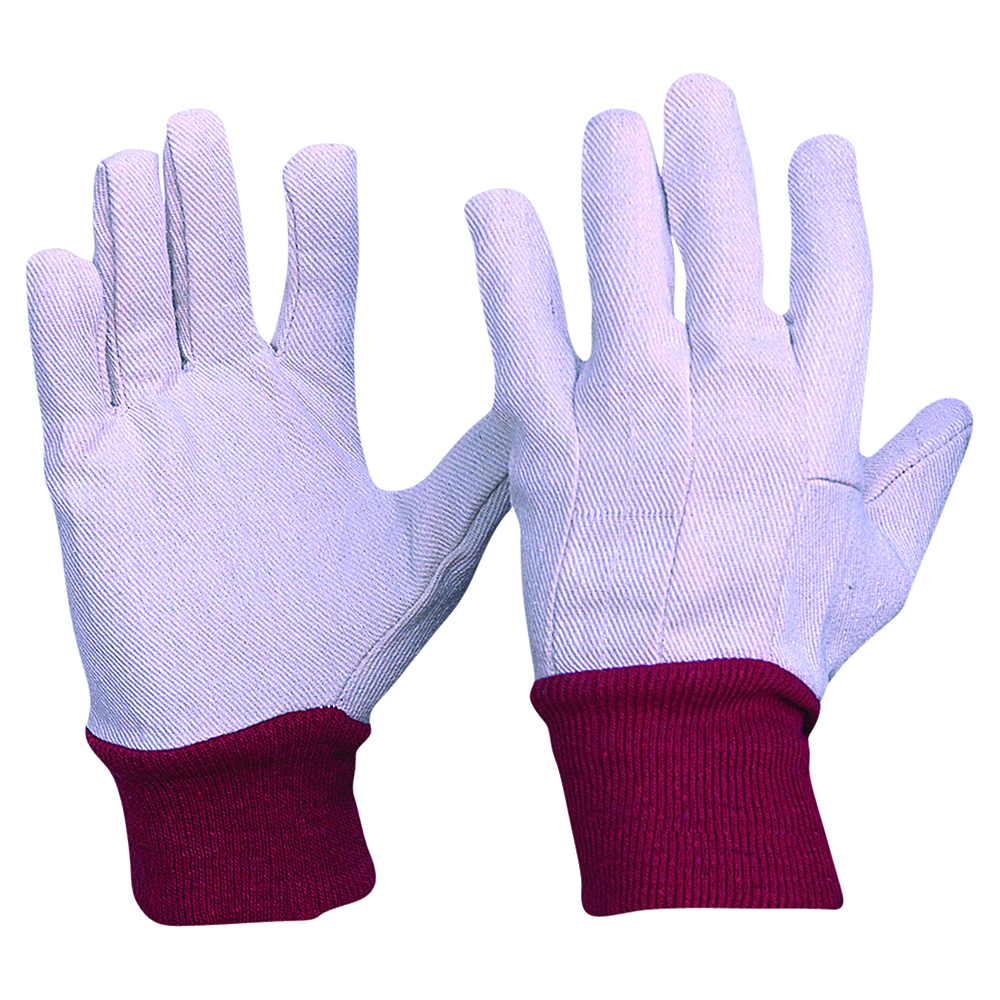 Glove Cotton Drill Red Cuff Ladies sz9