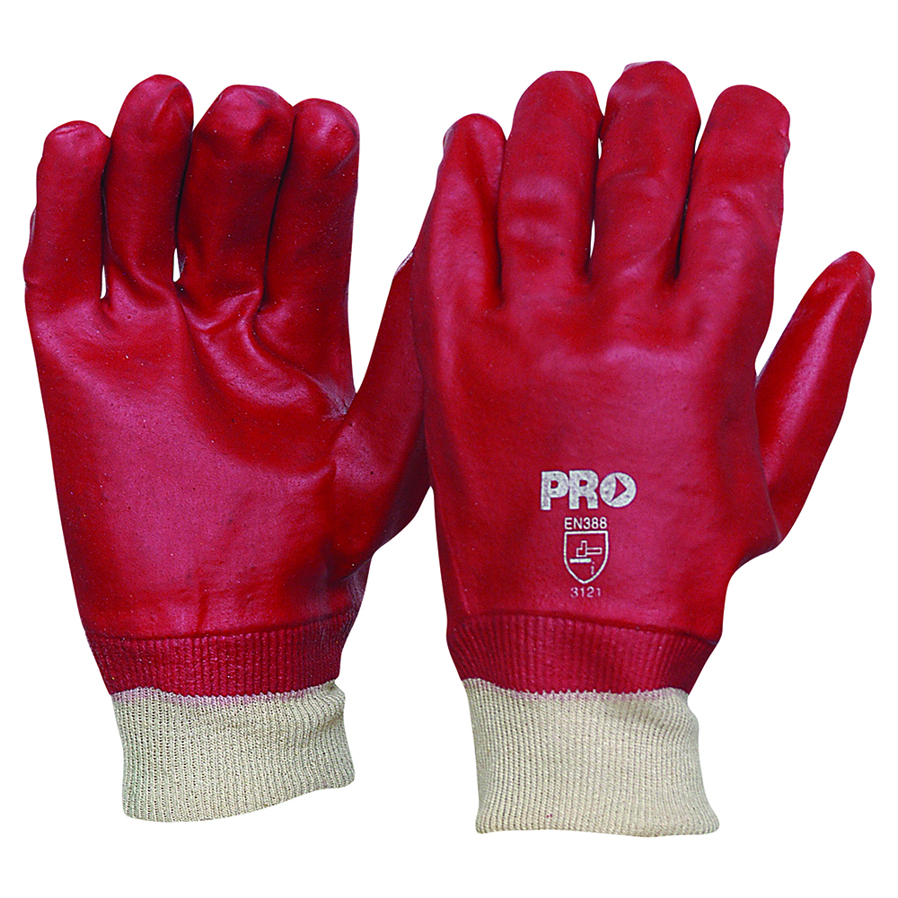 Glove Chemical PVC Red 27cm Knit Wrist ProSafe