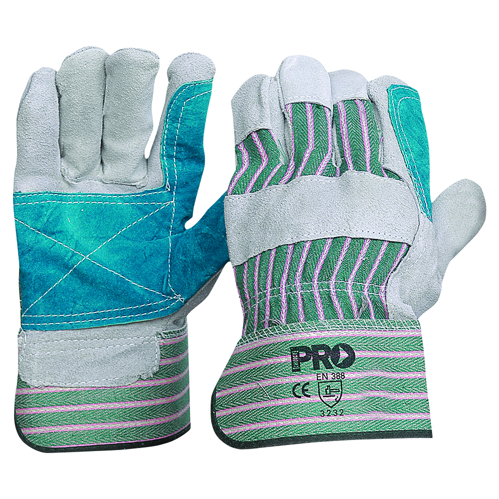 Glove Candy Stripe Reinforced Green/Grey
