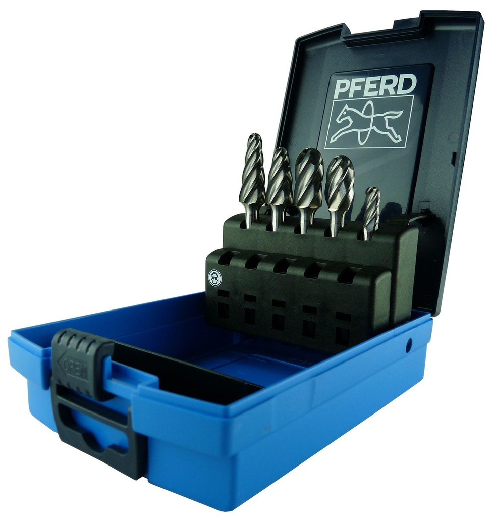Carbide Bur Set 5pc Cut Aluminium 1/4" Pferd