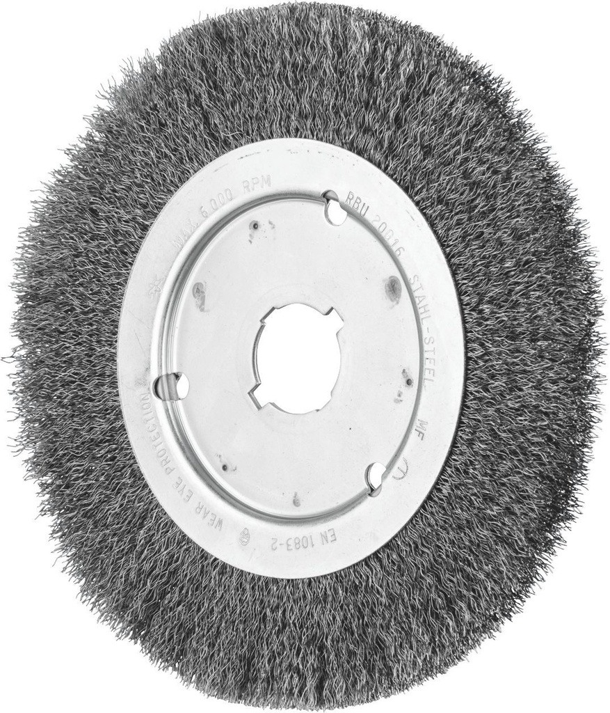 Wheel Brush Crimp 200x16mm Steel 22mm Bore