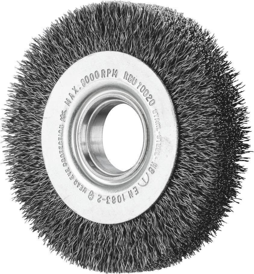 Wheel Brush Crimp 100x20mm Steel 14mm Bore