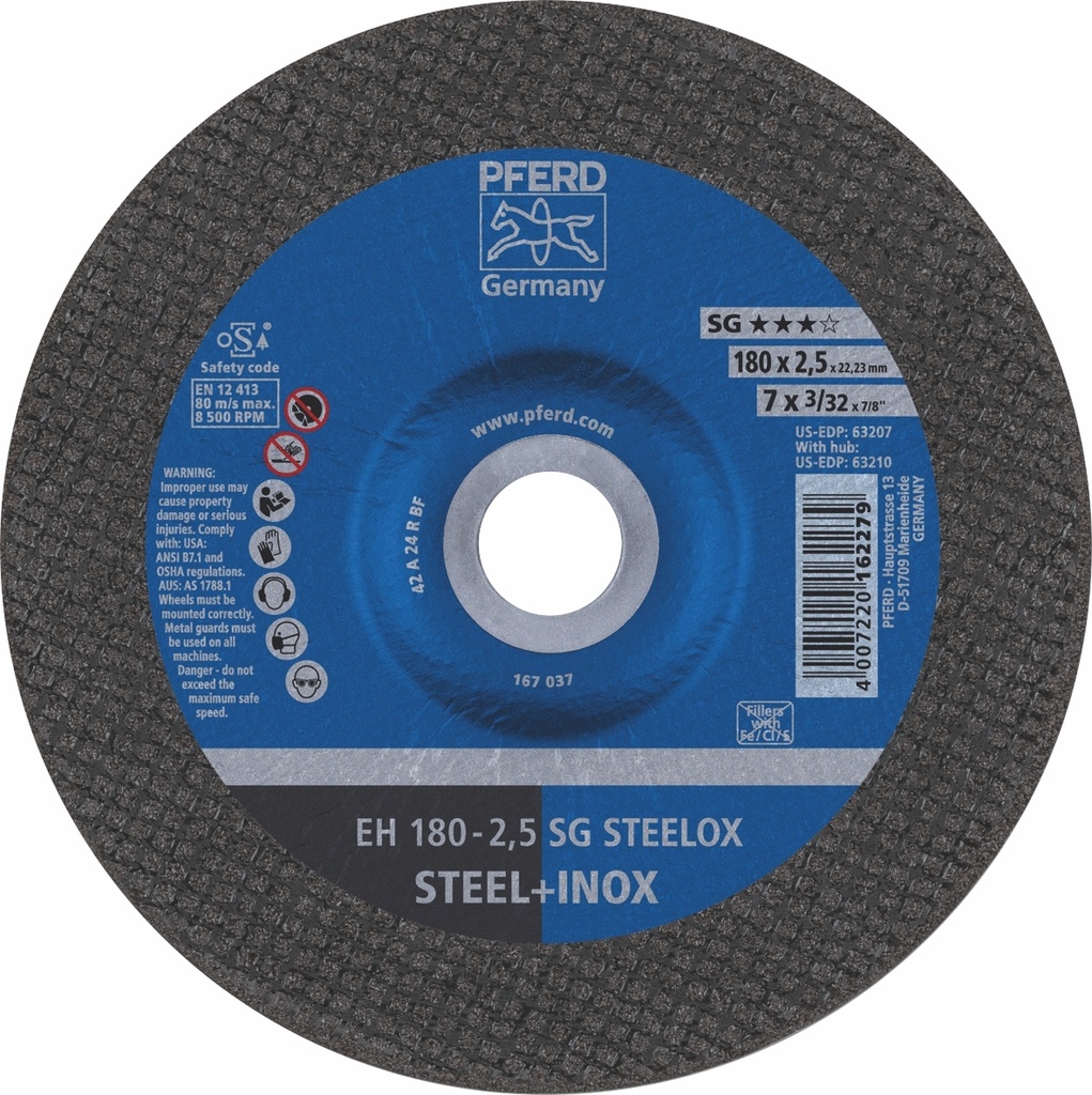 Cut Off Disc 180x2.5x22 EH SG Steel/Inox Pferd
