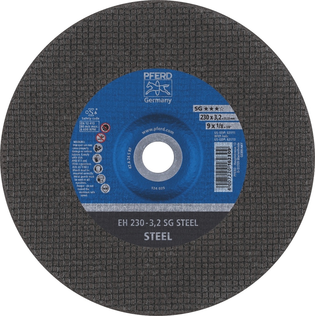 Cut Off Disc 230x3.2x22 EH SG Steel Pferd