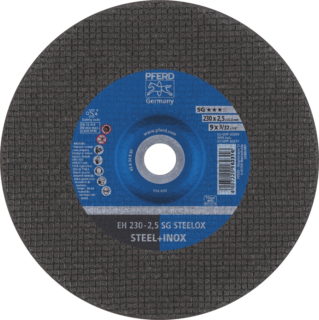 Cut Off Disc 230x2.5x22 EH SG Steel/Inox Pferd