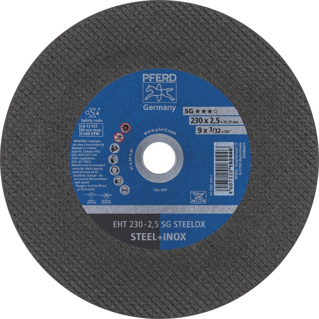 Cut Off Disc 230x2.5x22 SG Steel/Inox Pferd