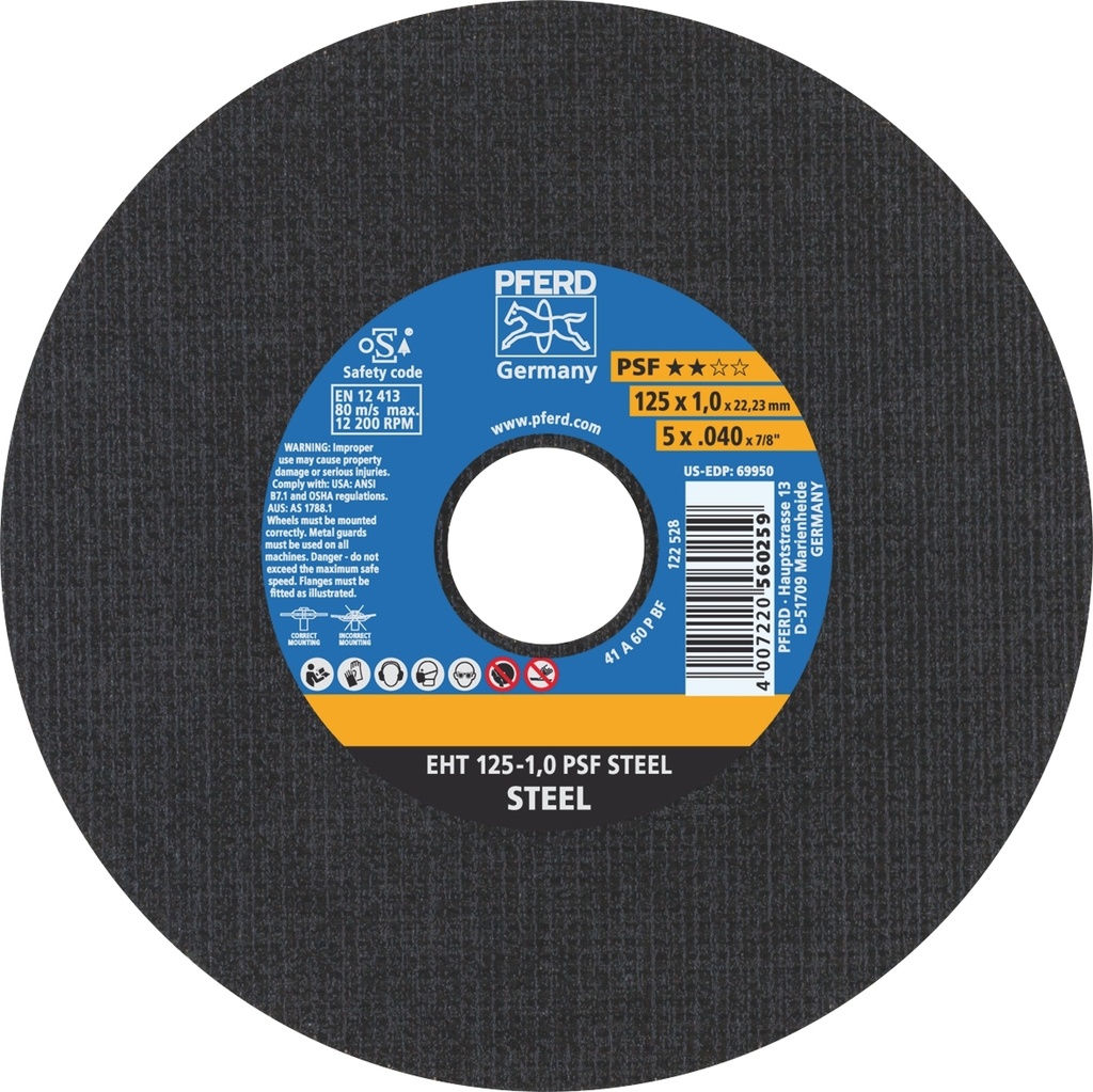 Cut Off Disc 125x1.0x22 PSF Steel Pferd
