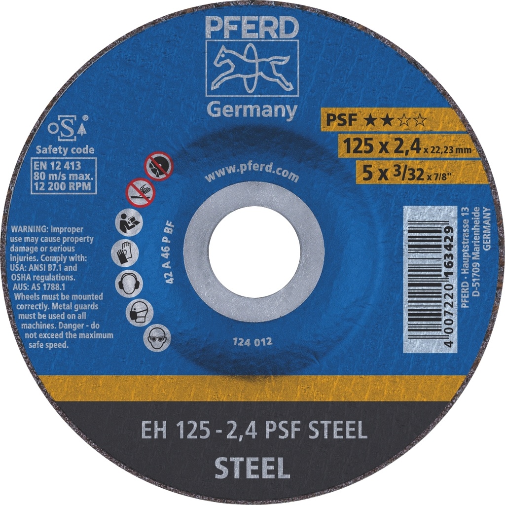 Cut Off Disc 125X2.4X22 EH PSF Steel Pferd