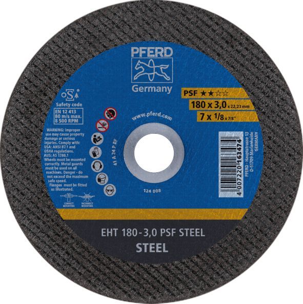 Cut Off Disc 178X3.0X22 PSF Steel Pferd