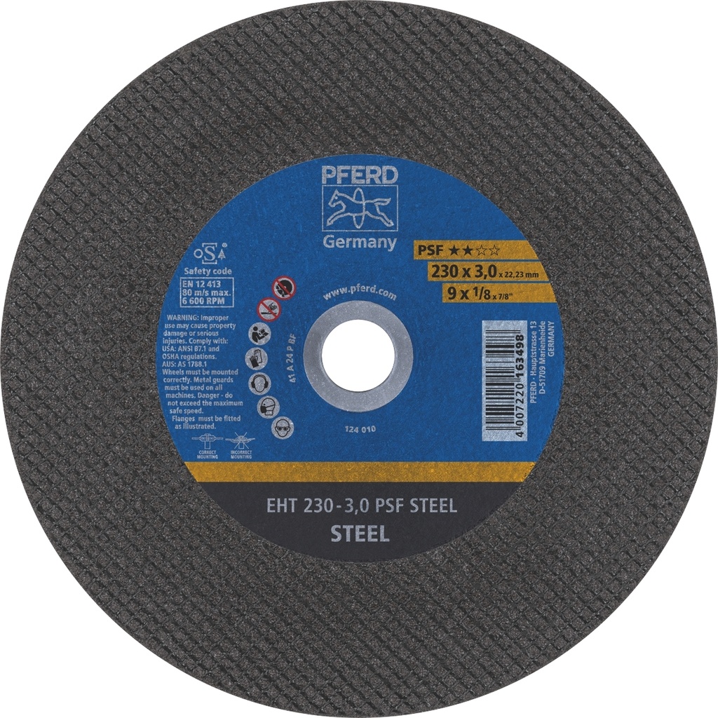 Cut Off Disc 230x3.0x22 PSF Steel Pferd