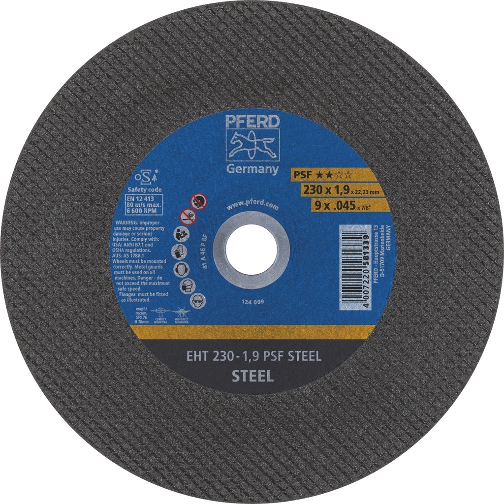 Cut Off Disc 230x1.9x22 PSF Steel Pferd