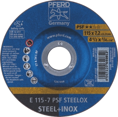Grinding Disc 115x7.0x22 PSF Steel/Inox Pferd