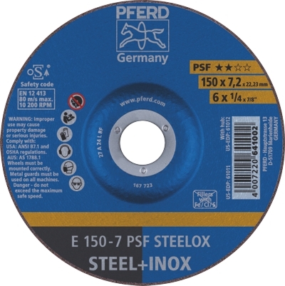 Grinding Disc 150x7.0x22 PSF Steel/Inox Pferd