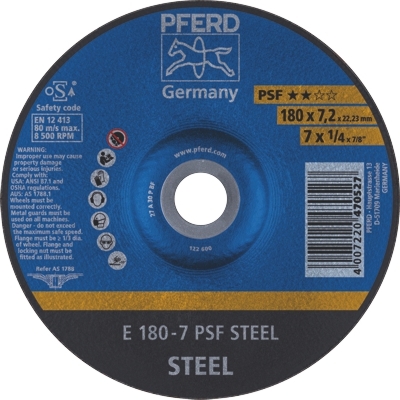 Grinding Disc 180x7.0x22 PSF Steel Pferd