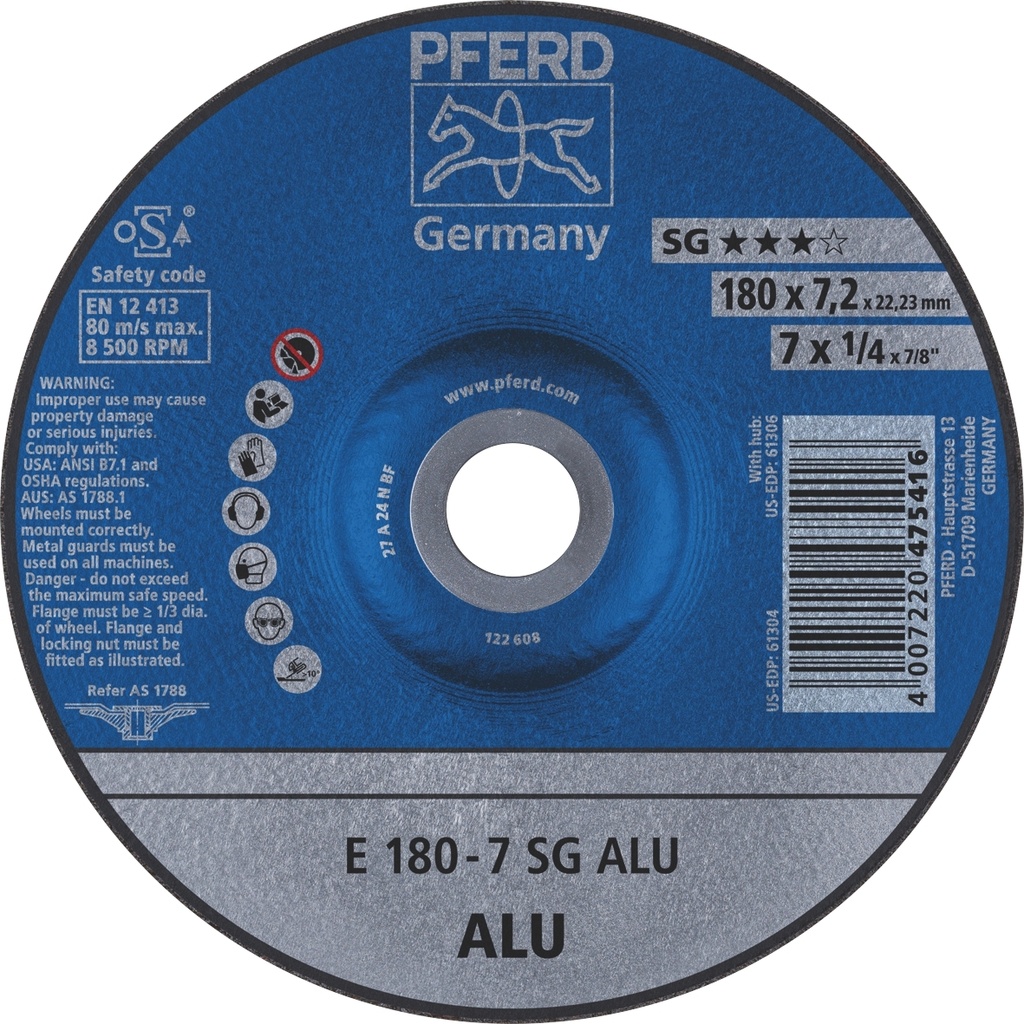 Grinding Disc 180x7.0x22 SG Alum Pferd