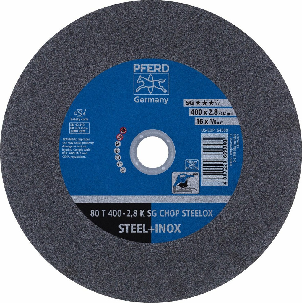 Cut Off Disc 400x2.8x25 LowSpeed SG Steelox Pferd