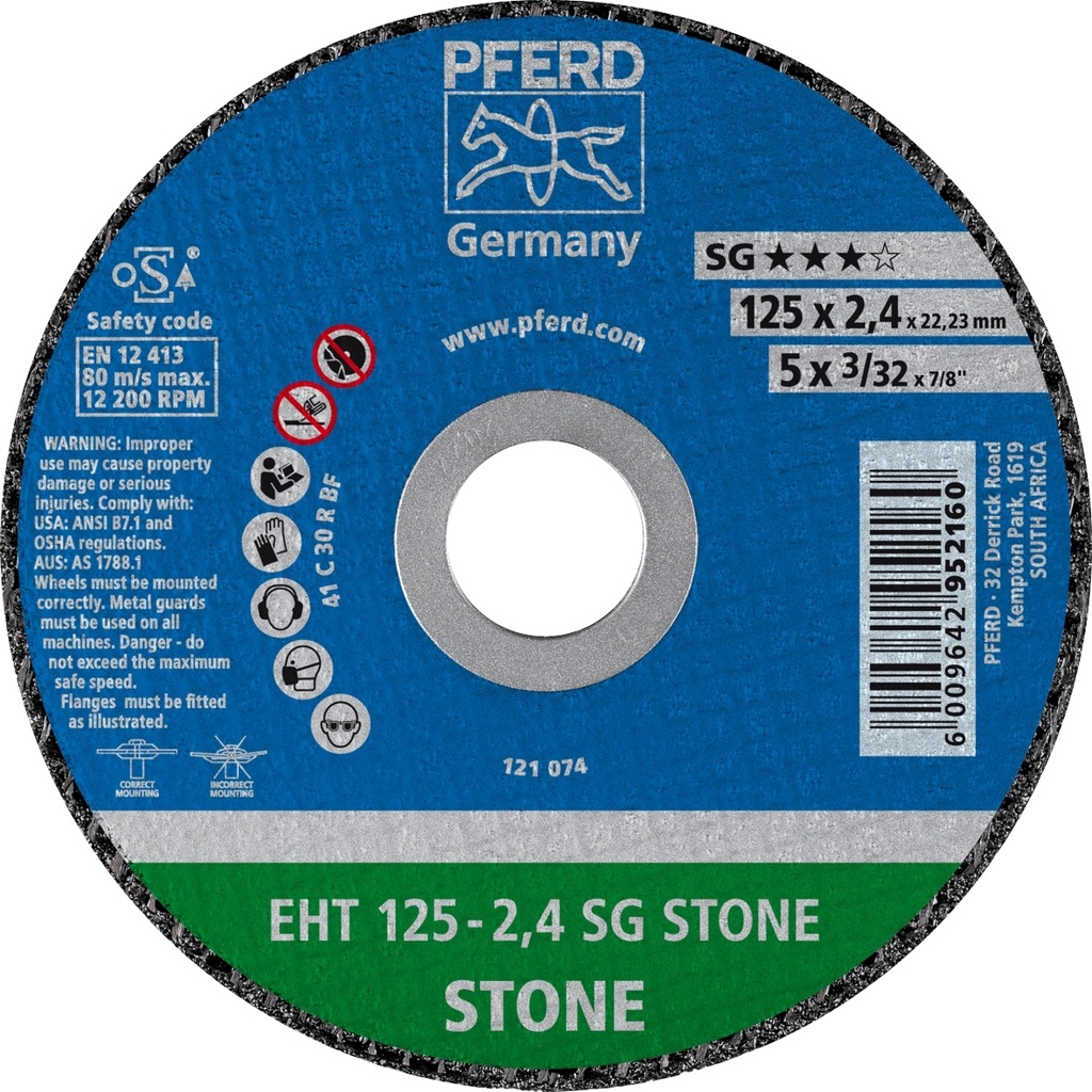 Cut Off Disc 125x2.4x22 SG Alum & Stone  Pferd