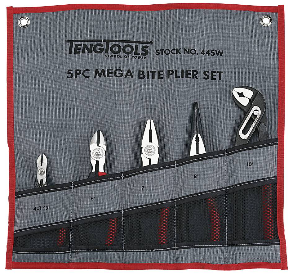 Plier Set 5pc Mega Bite In Wallet Teng