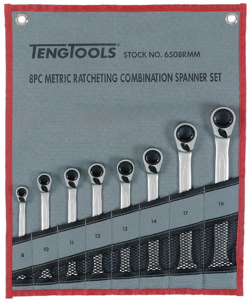 Gear Ratchet Spanner Set Reverse 8-19mm 8pc Teng