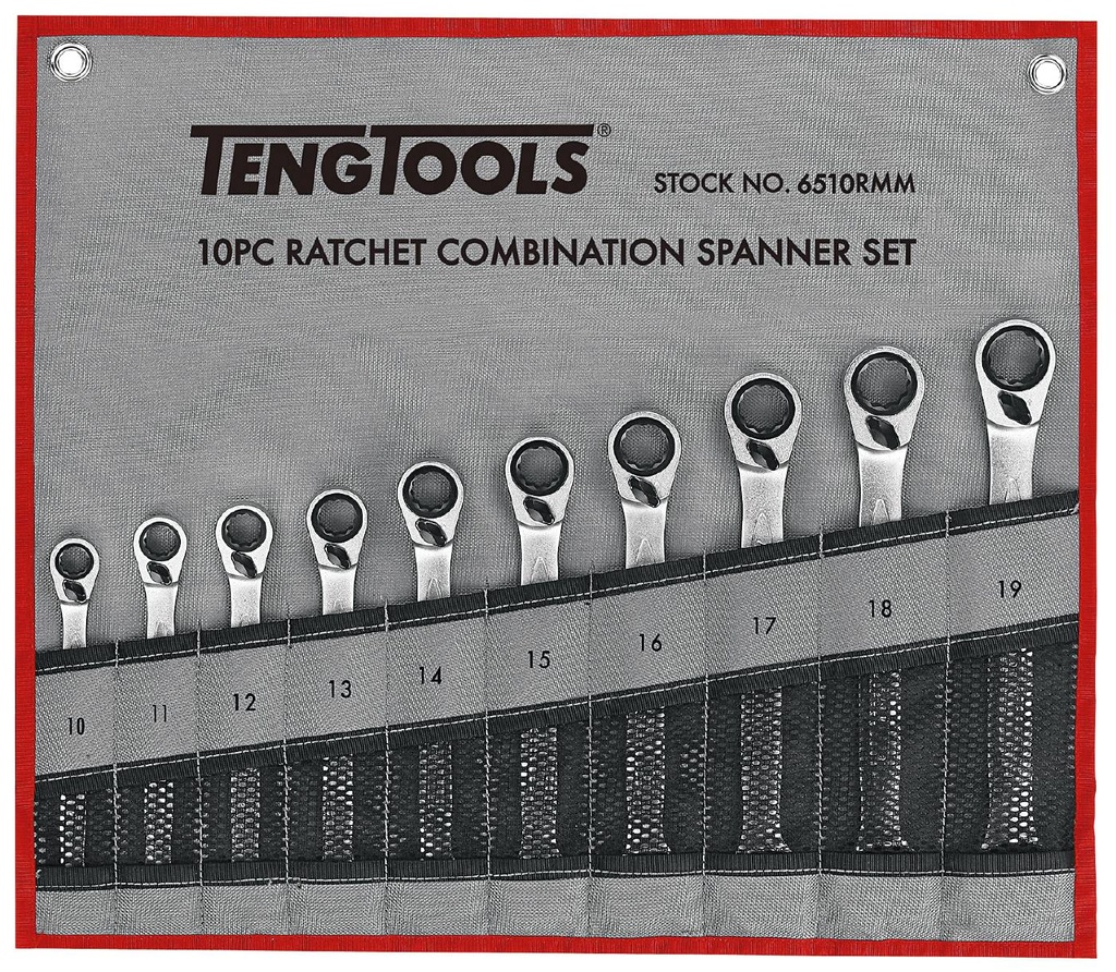 Gear Ratchet Spanner Set Reverse 10-19mm 10pc Teng