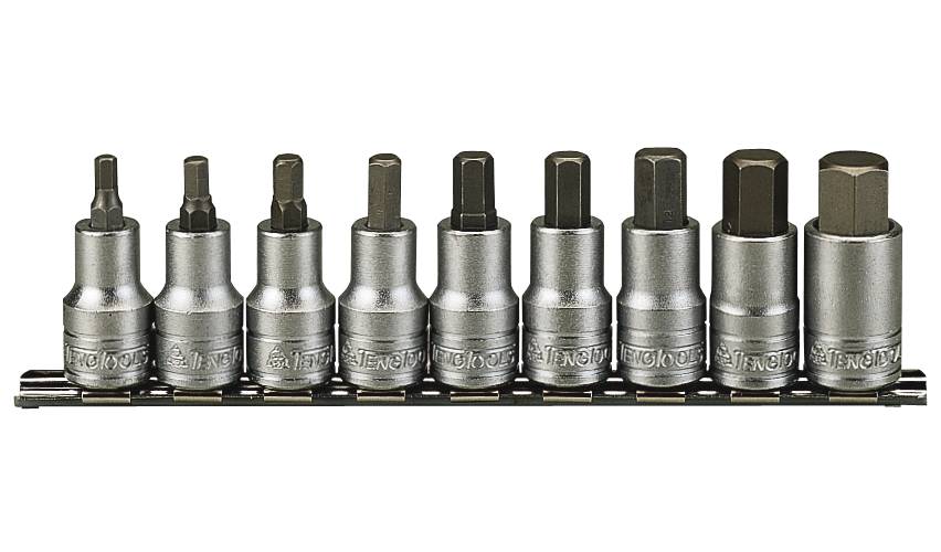Inhex Socket Set 1/2dr On Rail 9pc Metric Teng