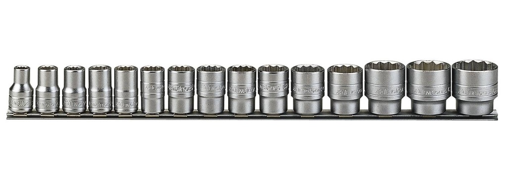 Socket Set 1/2dr 12pt On Rail 15pc Teng