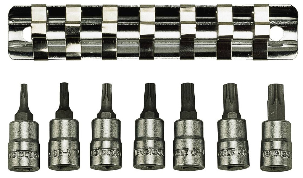 Torx Socket Set 1/4dr On Rail 7pc Teng