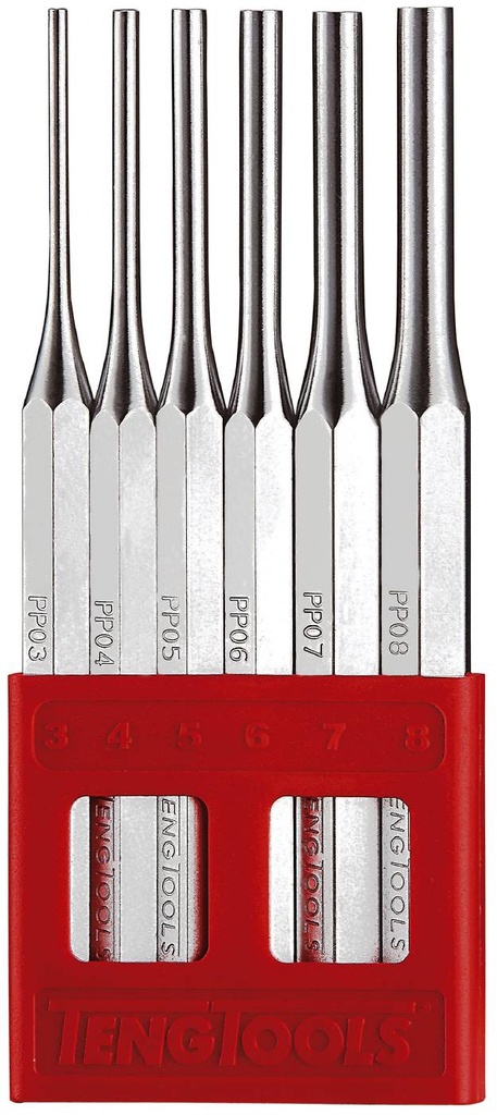 Pin Punch Set 3.0-8.0mm Long Series 6pc Teng