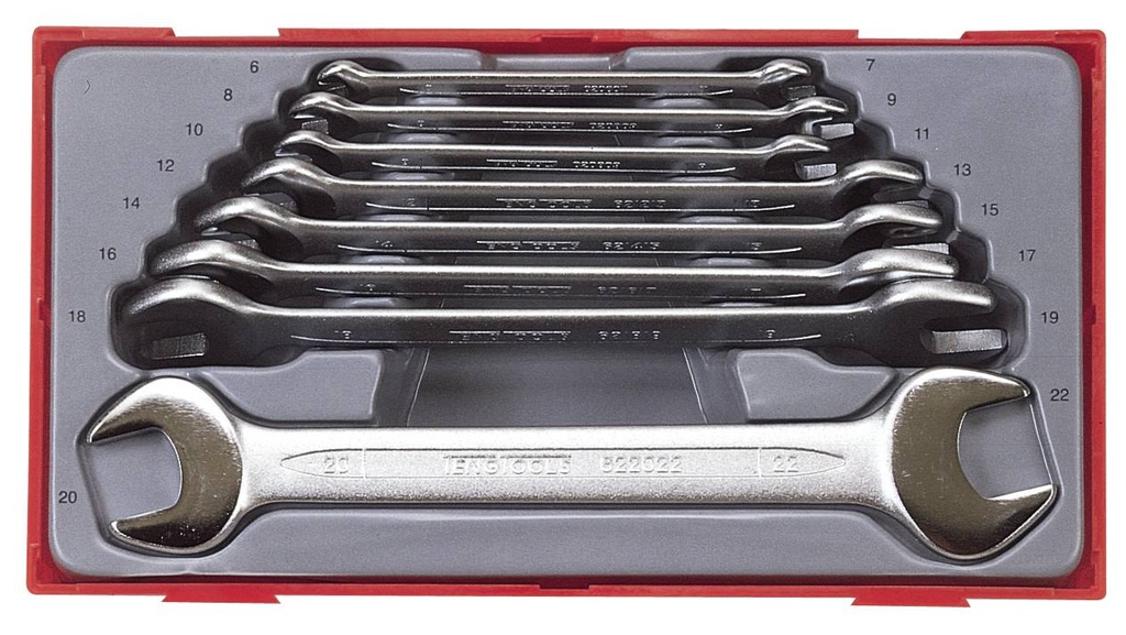 Open End Spanner Set 6-22mm 8pc Tray Teng