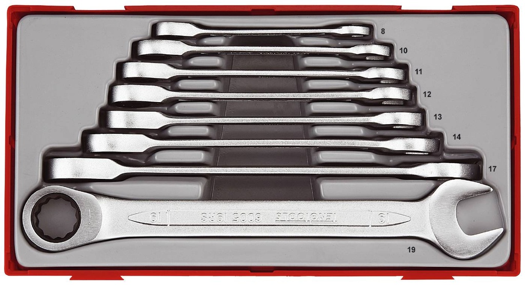 Gear Ratchet Spanner Set One Way 8-19mm 8pc Teng
