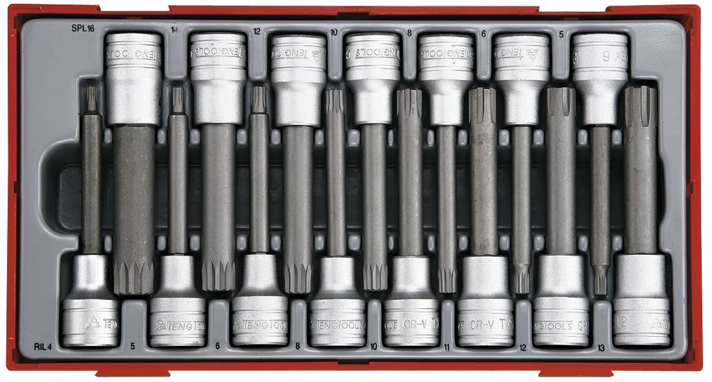 15  Pc Ribe & Spline Socket Set TC-Tray Teng