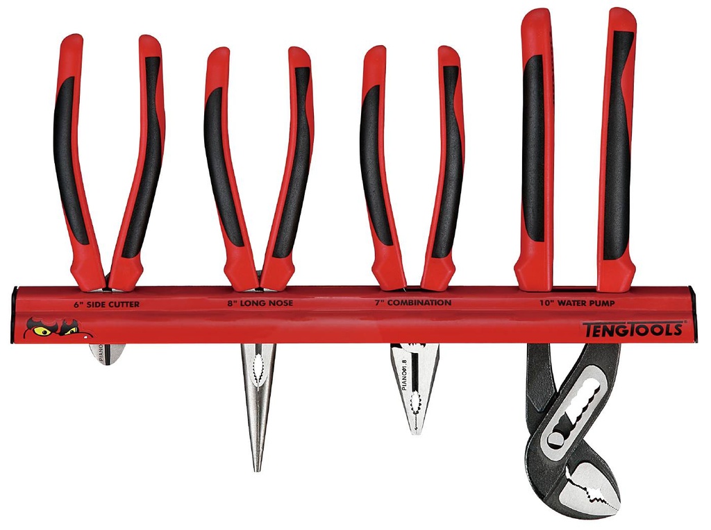 Plier Set 4pc Mega Bite On Wall Rack Teng