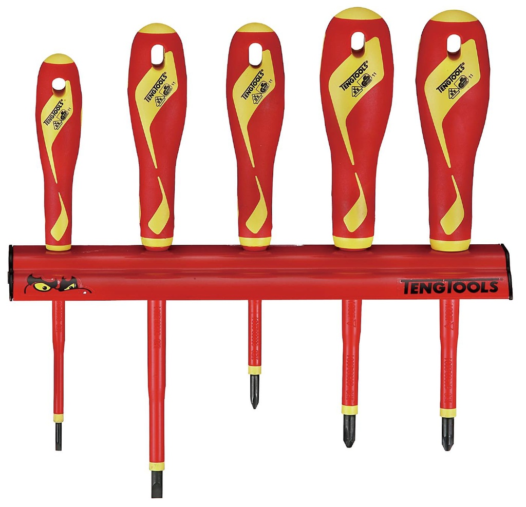 Screw Driver Set VDE 1000V 5pc Wall Rack Teng