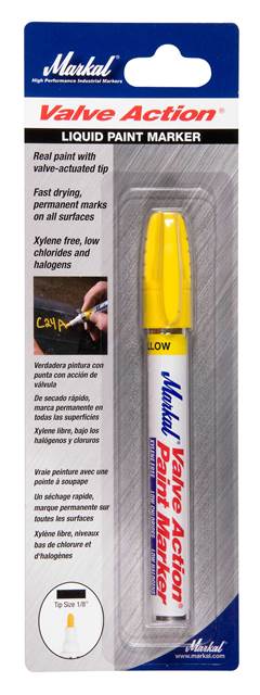 Marker Paint Valve-Action Yellow Carded Markal