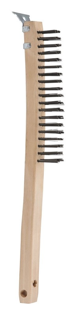 Hand Scratch Brush 3 Row Steel Wood +Scraper