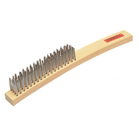 Hand Scratch Brush 4 Row Steel Wood Cigweld