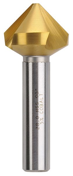 Countersink Three Flute 3.5-28mm HSSCo TiN Bordo