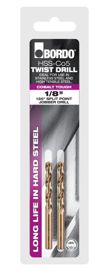 Jobber Drill 1/8" HSSCo Bronze Bordo 2pk Clam