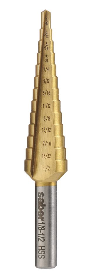 Step Drill 1/8"-1/2" HSS TiN Saber