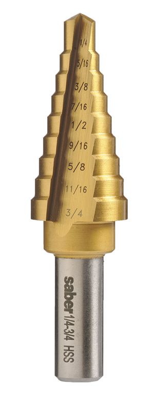 Step Drill 1/4"-3/4" HSS TiN Saber